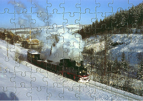 Eisenbahn Kinder-Puzzle · Dampf-Lokomotive 99 1586 (sächs. IVK) DR · NEU/OVP