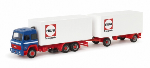 Herpa H0 · Iveco TS Koffer-Hängerzug "Riwatrans" · NEU/OVP