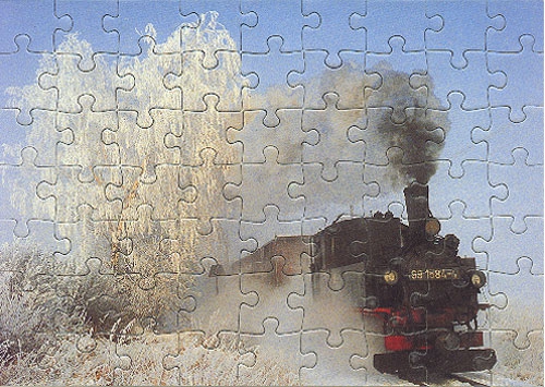 Eisenbahn Kinder-Puzzle · Dampf-Lokomotive 99 1584 (sächs. IVK) DR · NEU/OVP