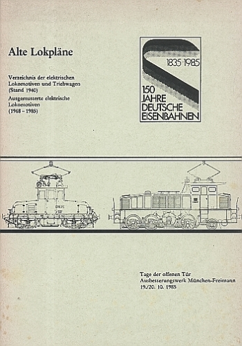AW-MF · Alte Lokpläne - Verzeichnis der elektr. Lokomotiven und Triebwagen