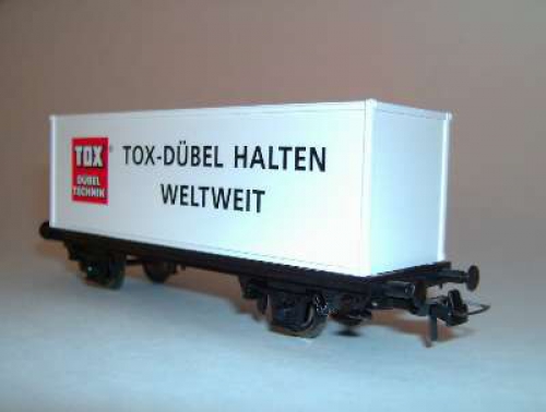 ROCO H0 · Werbewagen mit Container "TOX-Dübel" · NEU/OVP